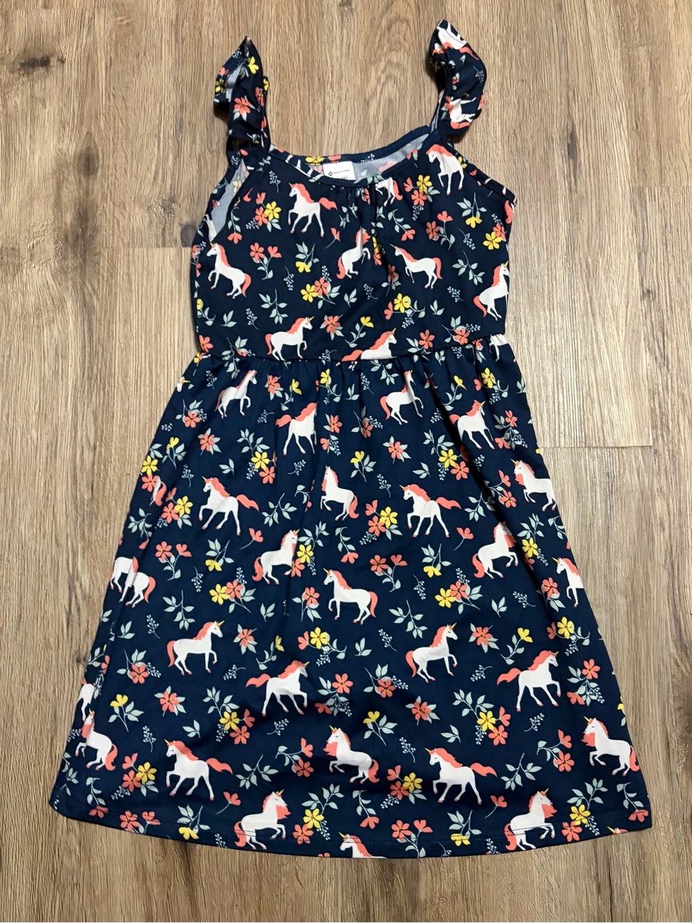 Member’s Mark - Yummy Dress - Navy with Unicorn and Floral Print Size 7